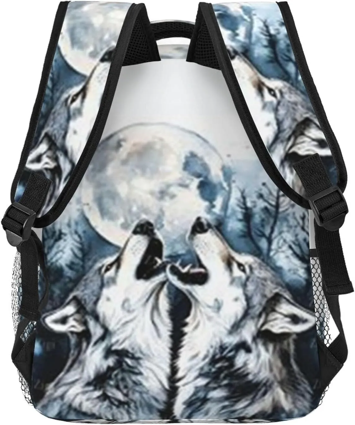 G-ray Wolf Lightweight Casual Student Backpack With Adjustable Shoulder Straps And Cushioned Back For Comfort Black