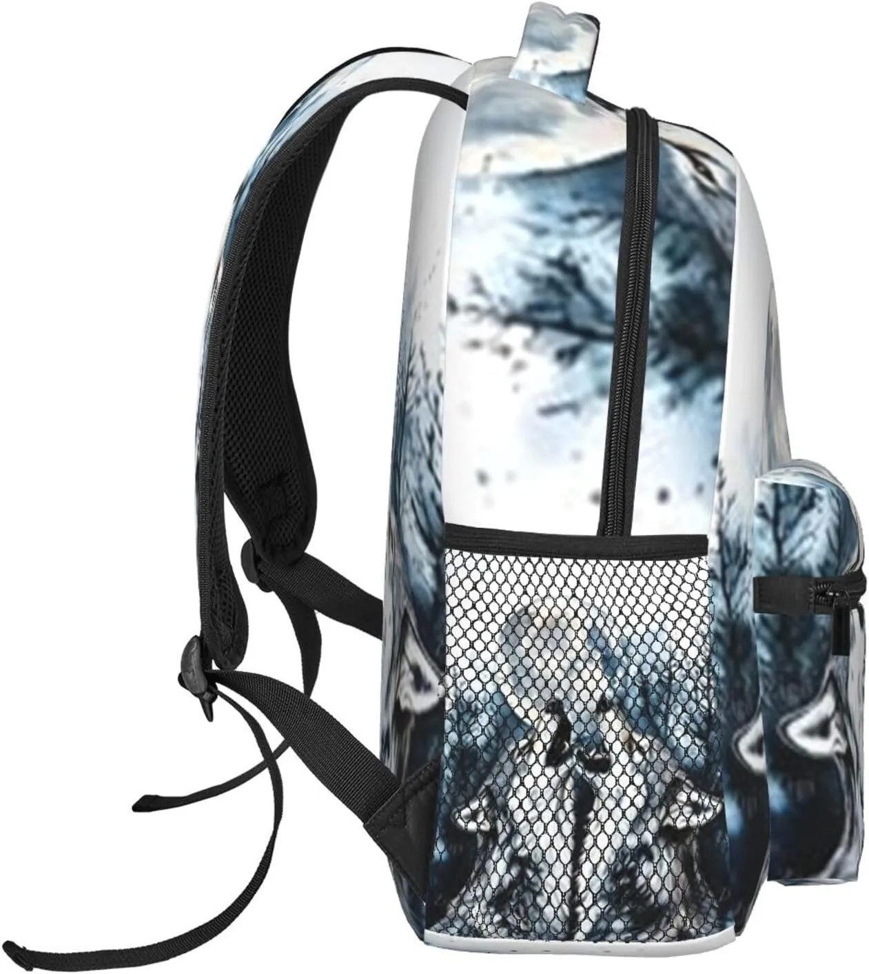 G-ray Wolf Lightweight Casual Student Backpack With Adjustable Shoulder Straps And Cushioned Back For Comfort Black