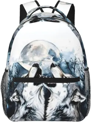 G-ray Wolf Lightweight Casual Student Backpack With Adjustable Shoulder Straps And Cushioned Back For Comfort Black