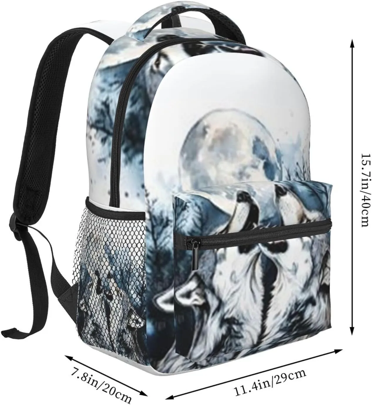 G-ray Wolf Lightweight Casual Student Backpack With Adjustable Shoulder Straps And Cushioned Back For Comfort Black