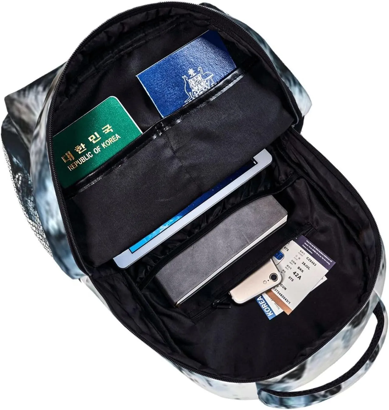 G-ray Wolf Lightweight Casual Student Backpack With Adjustable Shoulder Straps And Cushioned Back For Comfort Black