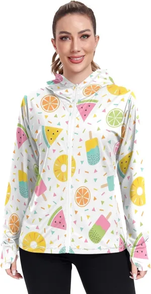 GAIGEO Abstract Colorful Palm Trees Women Jacket UPF 50  Womens Summer Jackets, Cooling and Lightweight, S