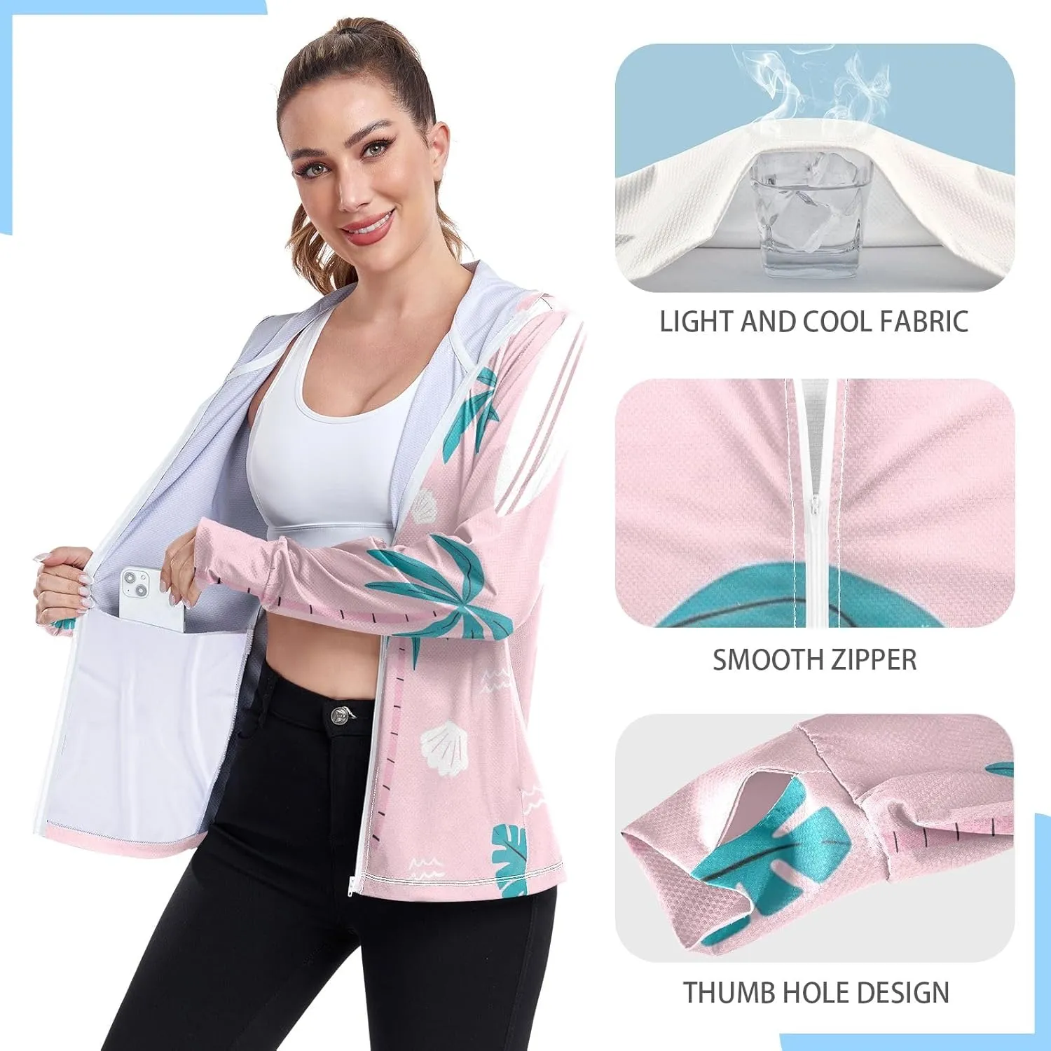 GAIGEO Abstract Colorful Palm Trees Women Jacket UPF 50  Womens Summer Jackets, Cooling and Lightweight, S