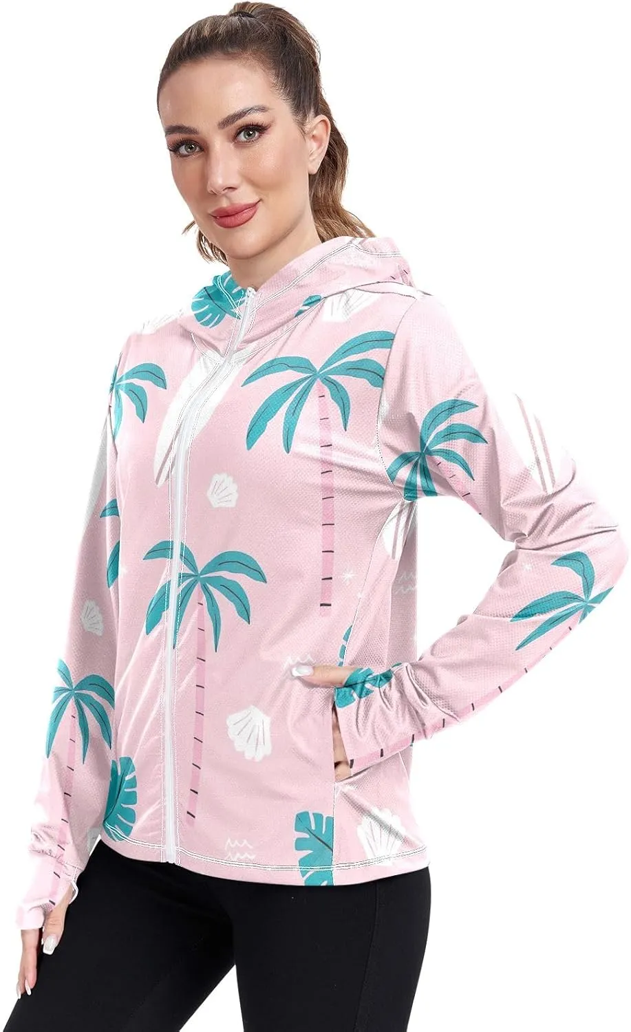 GAIGEO Abstract Colorful Palm Trees Women Jacket UPF 50  Womens Summer Jackets, Cooling and Lightweight, S