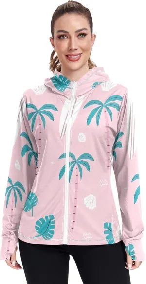 GAIGEO Abstract Colorful Palm Trees Women Jacket UPF 50  Womens Summer Jackets, Cooling and Lightweight, S