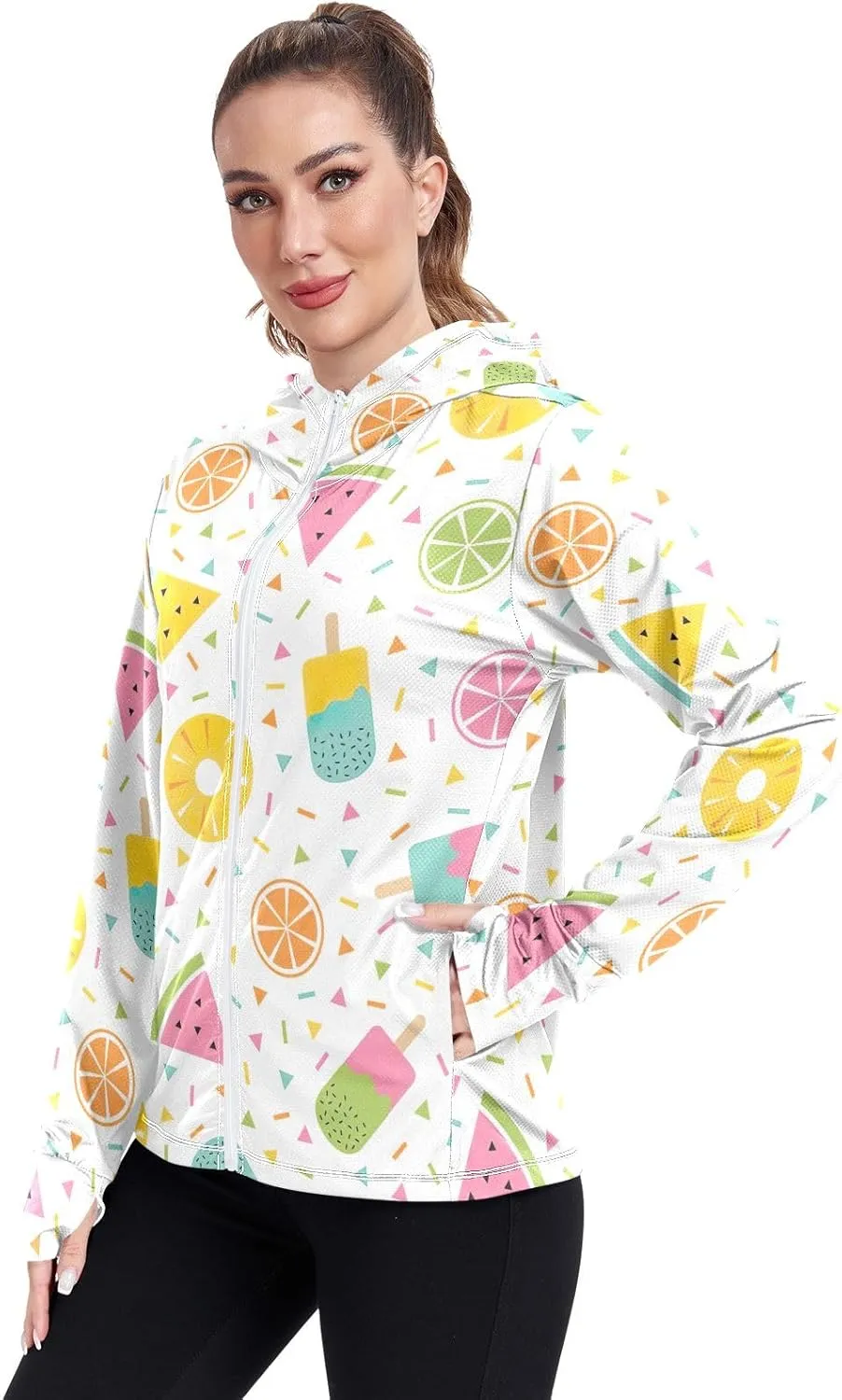GAIGEO Abstract Colorful Palm Trees Women Jacket UPF 50  Womens Summer Jackets, Cooling and Lightweight, S