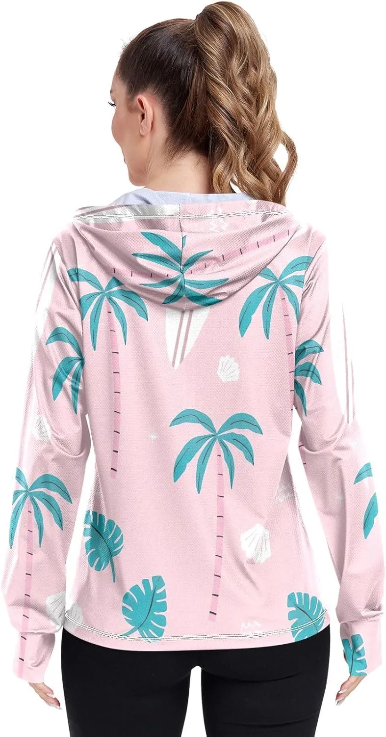 GAIGEO Abstract Colorful Palm Trees Women Jacket UPF 50  Womens Summer Jackets, Cooling and Lightweight, S