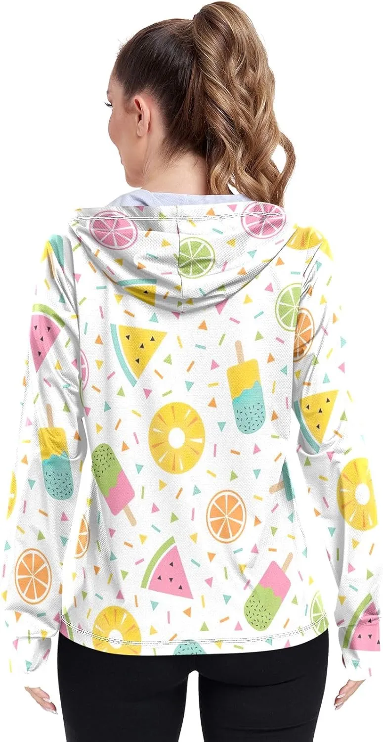 GAIGEO Abstract Colorful Palm Trees Women Jacket UPF 50  Womens Summer Jackets, Cooling and Lightweight, S