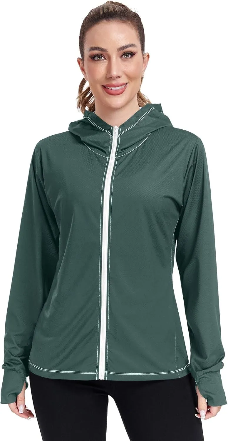 GAIGEO Black Green Women Jacket UPF 50  Womens Sun Protection Clothing, Cooling and Lightweight, S