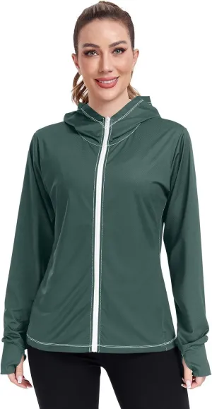 GAIGEO Black Green Women Jacket UPF 50  Womens Sun Protection Clothing, Cooling and Lightweight, S