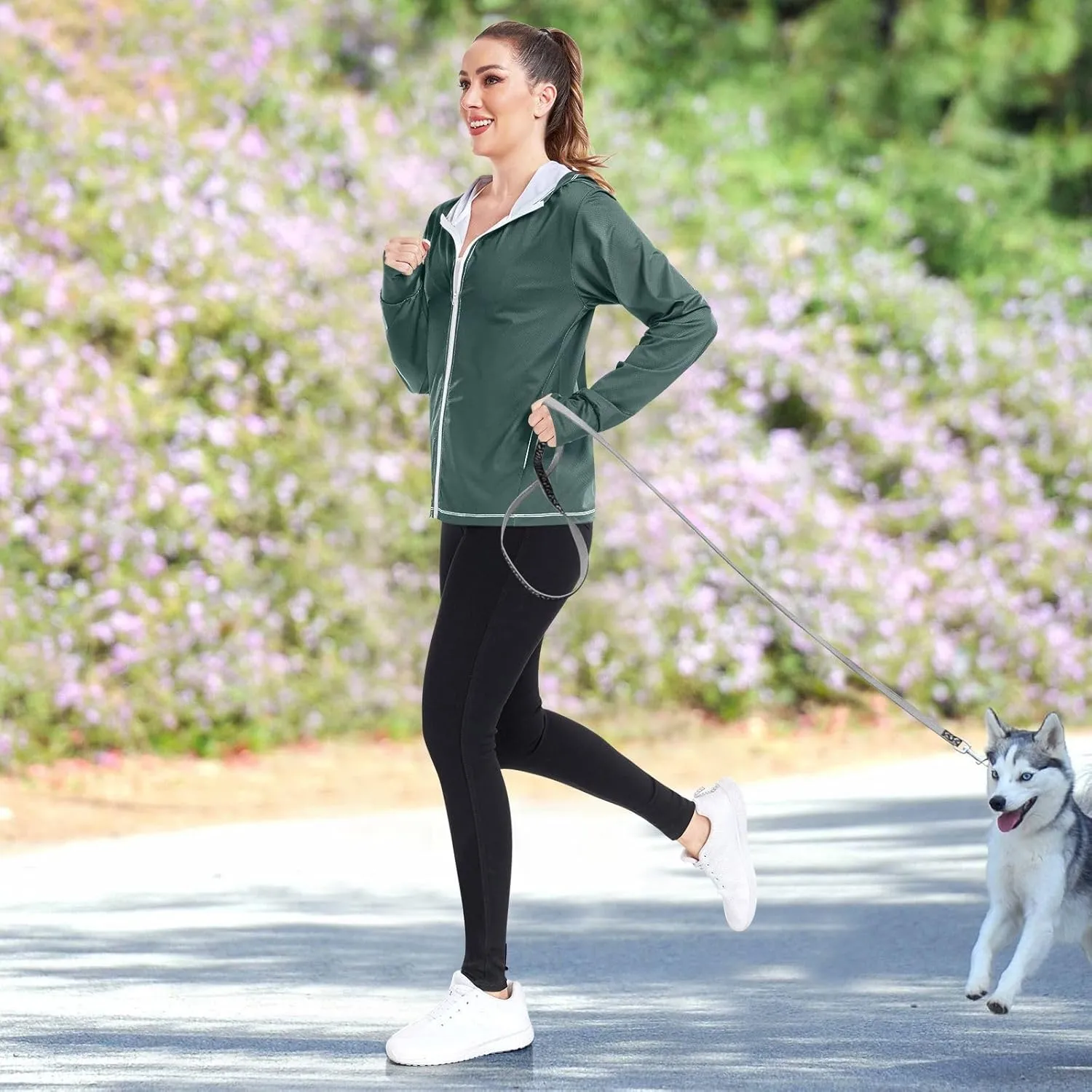 GAIGEO Black Green Women Jacket UPF 50  Womens Sun Protection Clothing, Cooling and Lightweight, S
