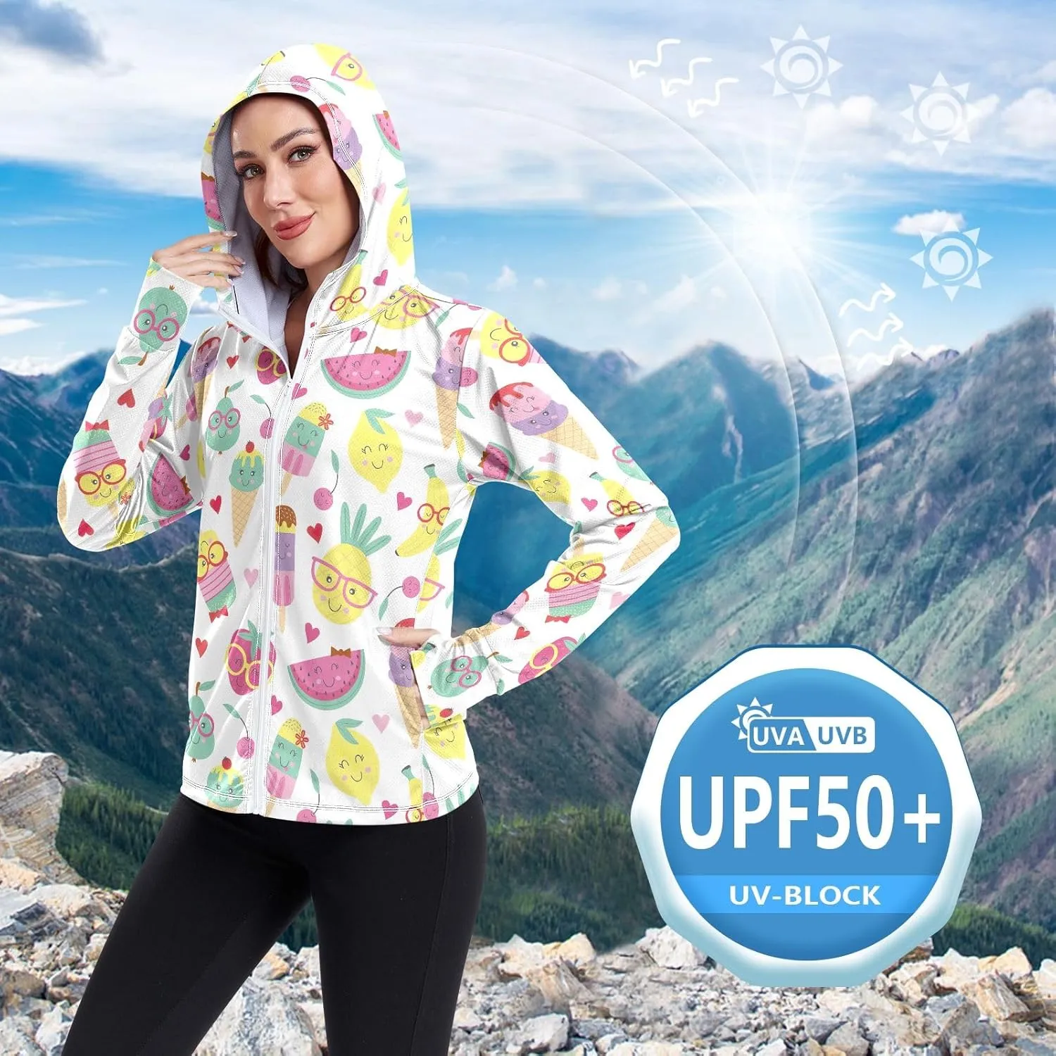 GAIGEO Colorful Palms Leaves Women Jacket UPF 50  Lightweight Summer Jacket Women, Breathable Fabric, S