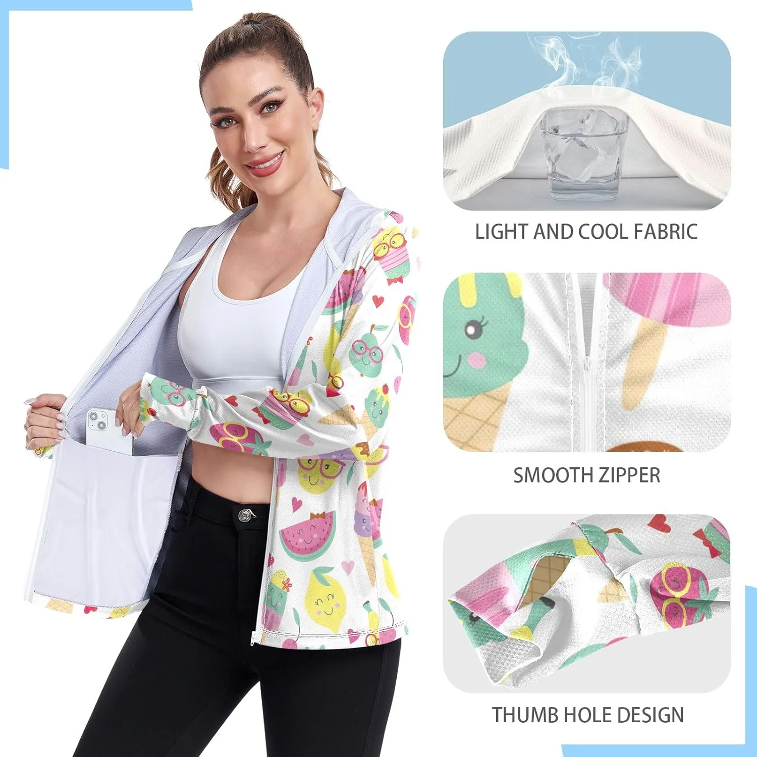 GAIGEO Colorful Palms Leaves Women Jacket UPF 50  Lightweight Summer Jacket Women, Breathable Fabric, S