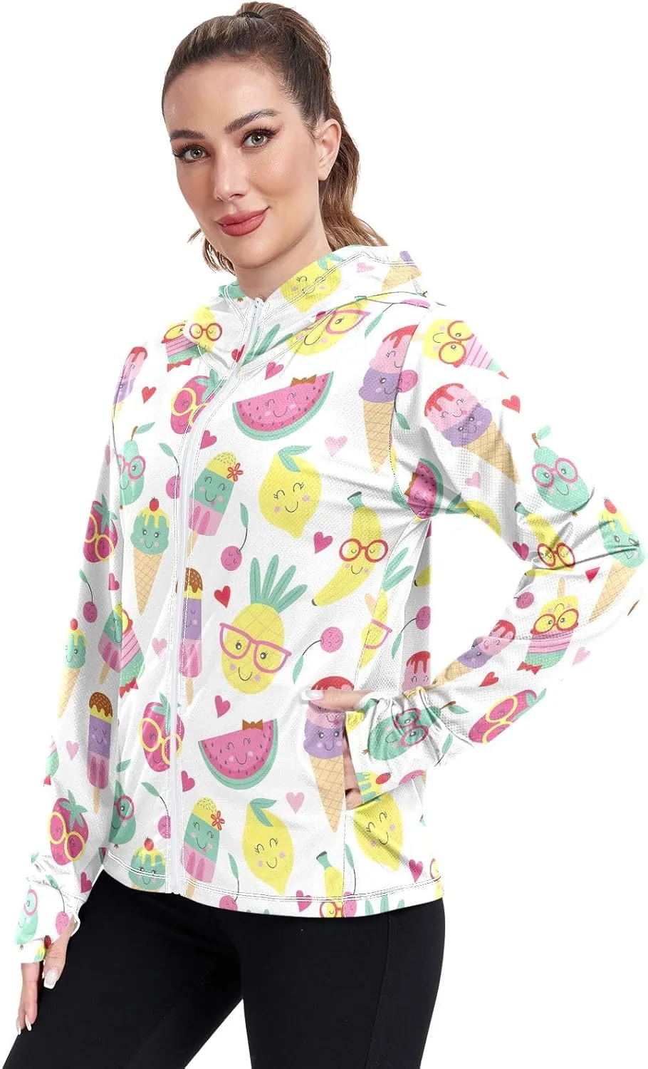GAIGEO Colorful Palms Leaves Women Jacket UPF 50  Lightweight Summer Jacket Women, Breathable Fabric, S