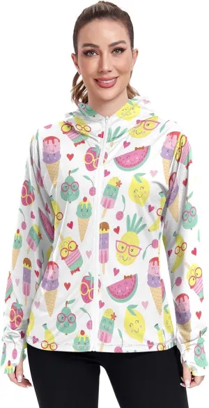 GAIGEO Colorful Palms Leaves Women Jacket UPF 50  Lightweight Summer Jacket Women, Breathable Fabric, S