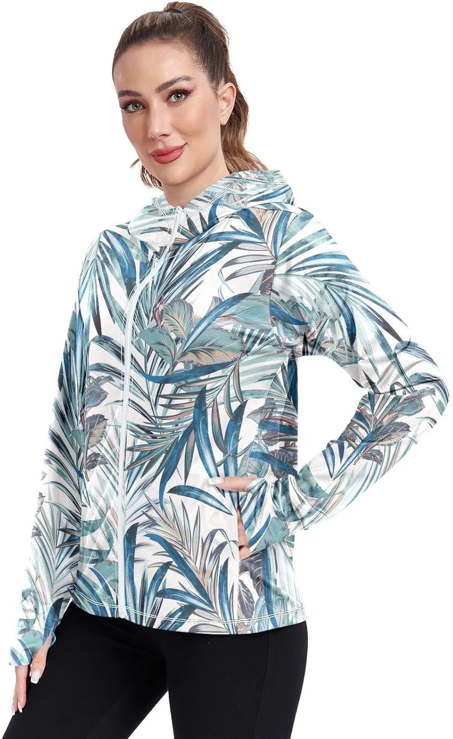 GAIGEO Colorful Pineapple Tropical Leaf Women Jacket UPF 50  Summer Jacket Women, Cooling and Lightweight, S