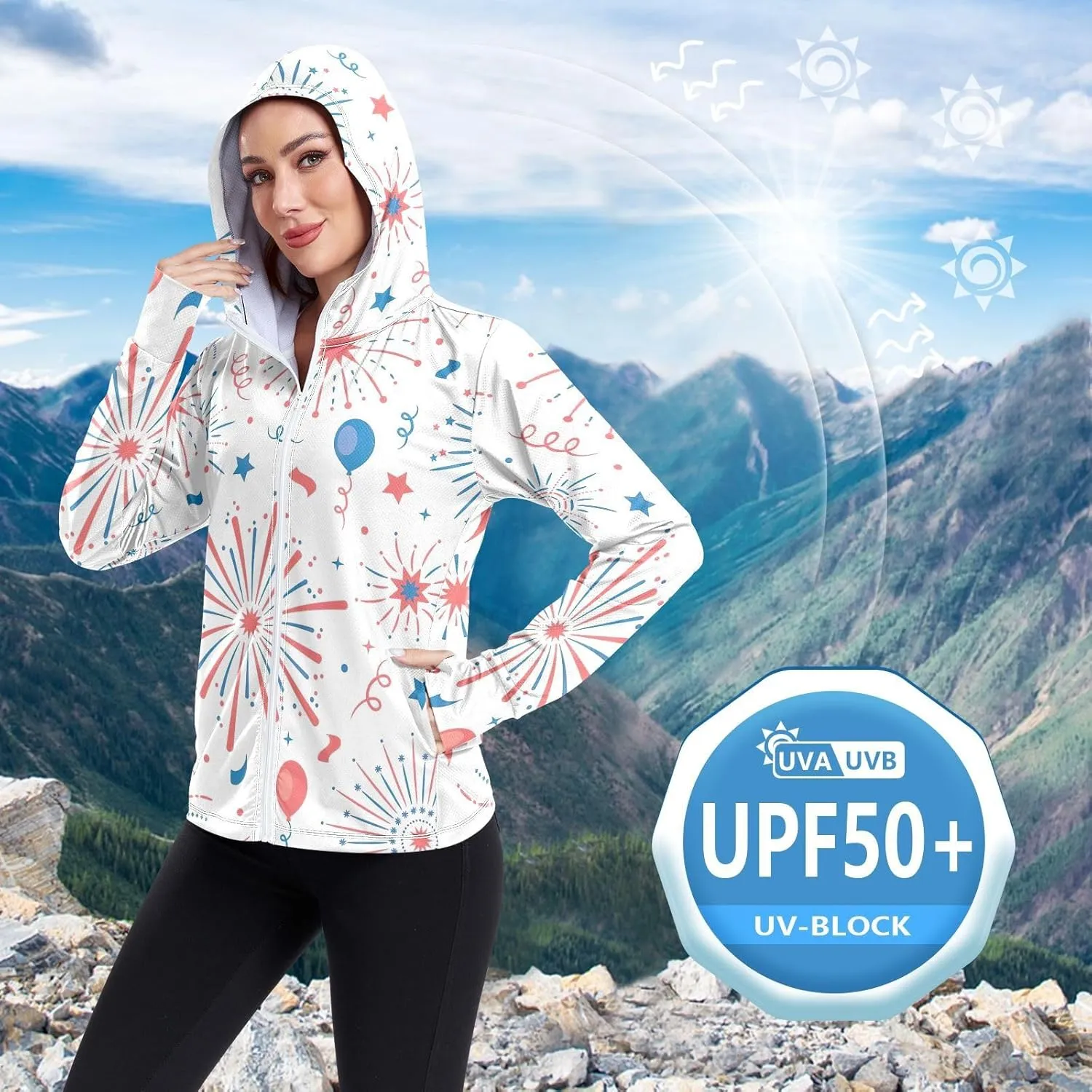 GAIGEO Colorful Pineapple Tropical Leaf Women Jacket UPF 50  Summer Jacket Women, Cooling and Lightweight, S