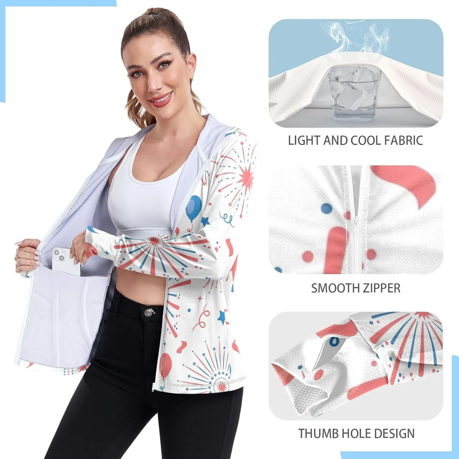 GAIGEO Colorful Pineapple Tropical Leaf Women Jacket UPF 50  Summer Jacket Women, Cooling and Lightweight, S