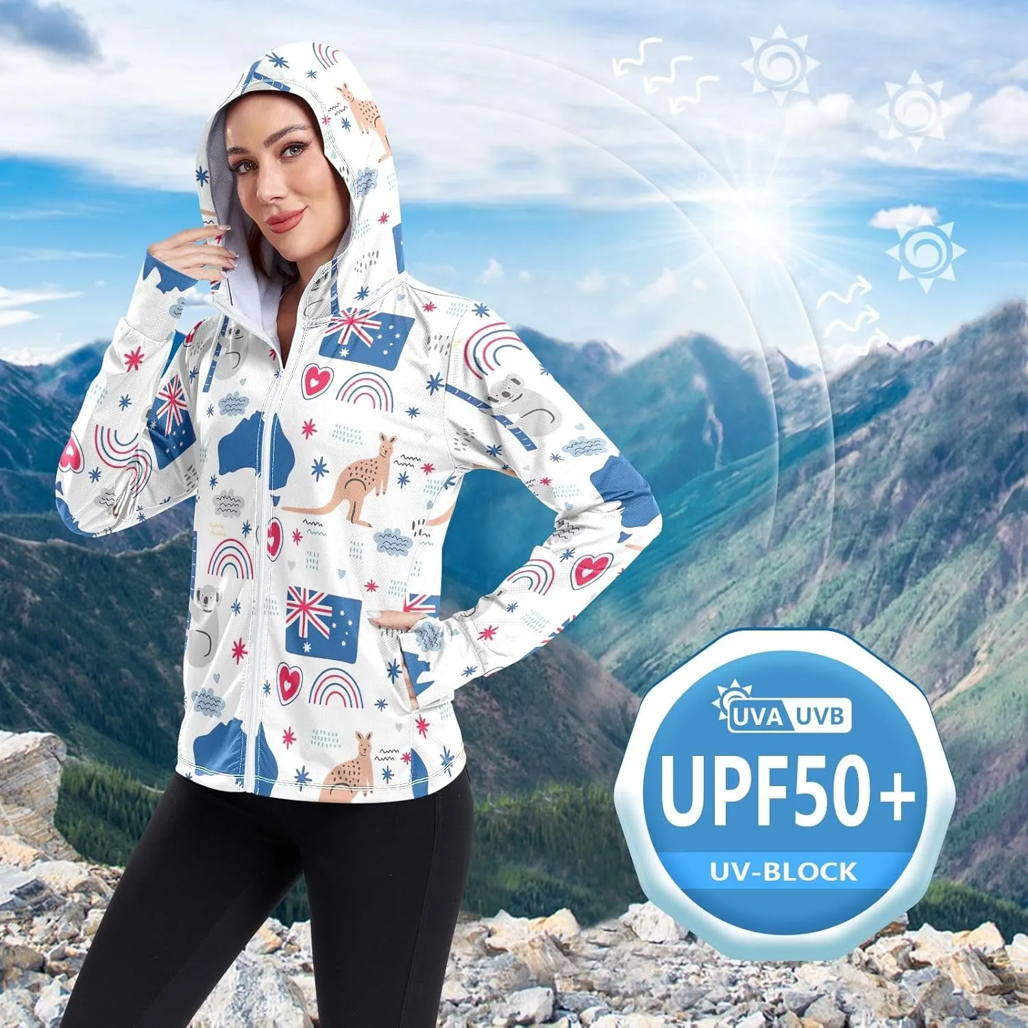 GAIGEO Exotic Leaves Collage Women Jacket Lightweight UPF 50  Upf Clothing Women with Zip Pockets, XXL