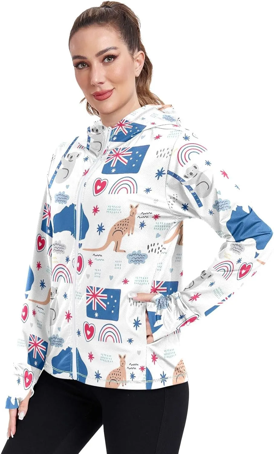 GAIGEO Exotic Leaves Collage Women Jacket Lightweight UPF 50  Upf Clothing Women with Zip Pockets, XXL