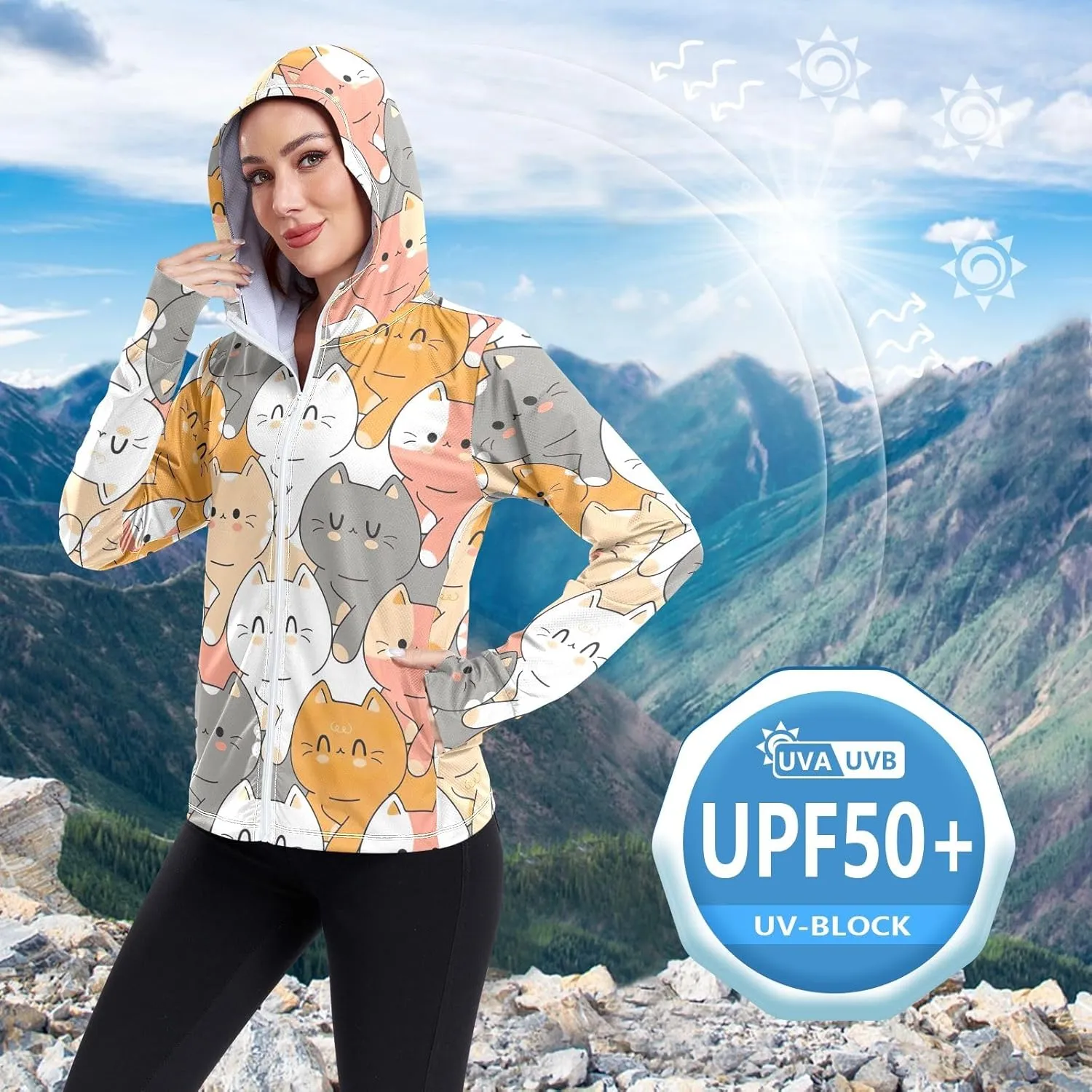 GAIGEO Green Corals Women Jacket Breathable Womens Sun Protection Clothing UPF 50 , with Zip Pockets, S