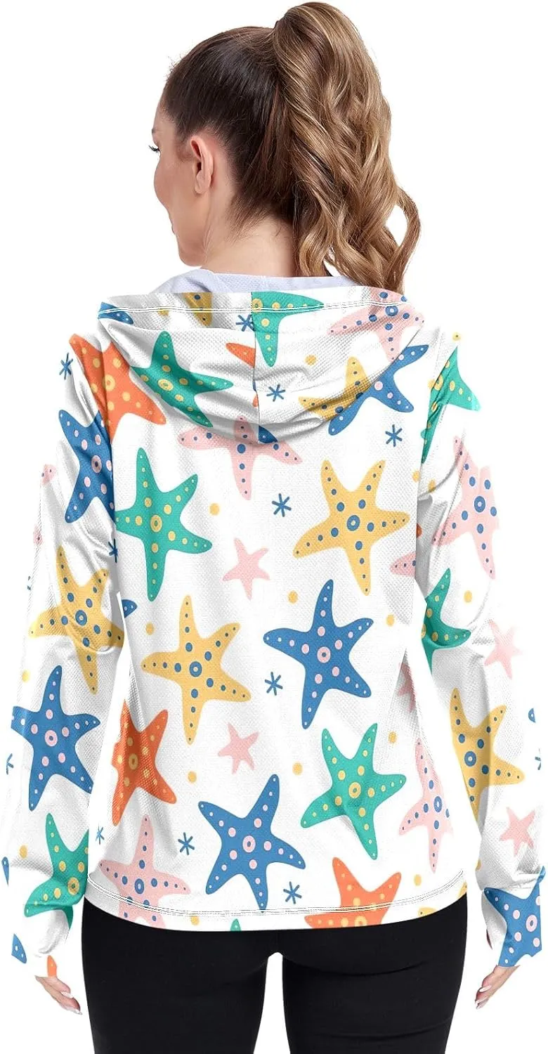 GAIGEO Starfish Blue Green Women Jacket UPF 50  Lightweight Upf Clothing Women, Breathable Fabric, S