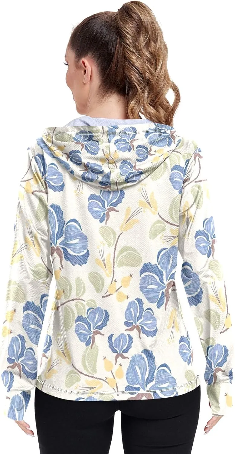 GAIGEO Tropical Palms Bushes White Women Jacket UPF 50  Summer Jackets for Women, Cooling and Lightweight, S