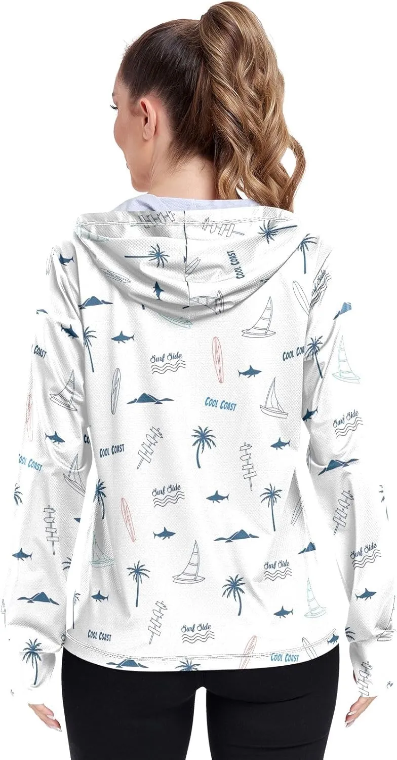 GAIGEO Vintage Tropical Leaves Women Jacket UPF 50  Sun Protection Clothing Women, Cooling and Lightweight, S