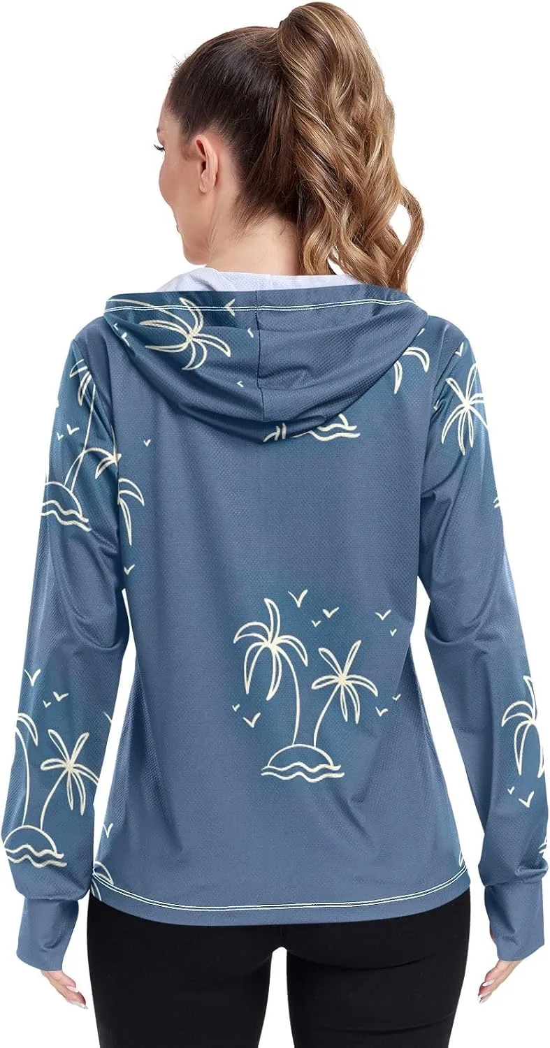 GAIGEO Vintage Tropical Leaves Women Jacket UPF 50  Sun Protection Clothing Women, Cooling and Lightweight, S