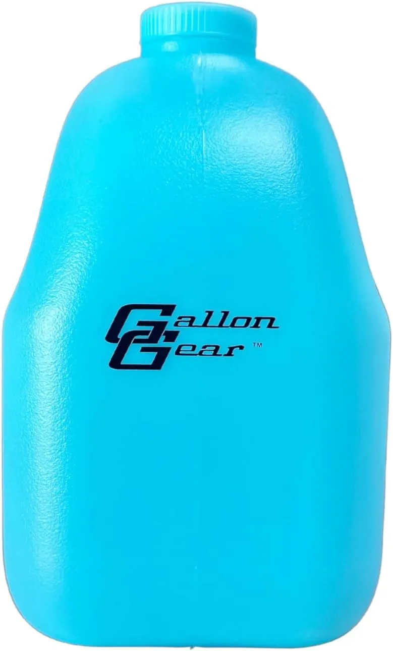 Gallon Gear 1 Gallon Large Water Bottle with Cover - BPA Free Plastic, Reusable Water Jug and Neoprene Cooling & Insulated Carrier with Storage Pockets (Aqua/Motivation Black/White)