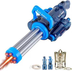 Gatling Electric Water Gun, Automatic Powerful Squirt Gun Long Range High Capacity WaterGun with Plumbing & Backpack, Strongest Water Blasters Cool Summer Water Toy Gifts for Kids & Adults