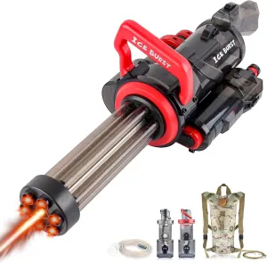 Gatling Electric Water Gun, Automatic Powerful Squirt Gun Long Range High Capacity WaterGun with Plumbing & Backpack, Strongest Water Blasters Cool Summer Water Toy Gifts for Kids & Adults