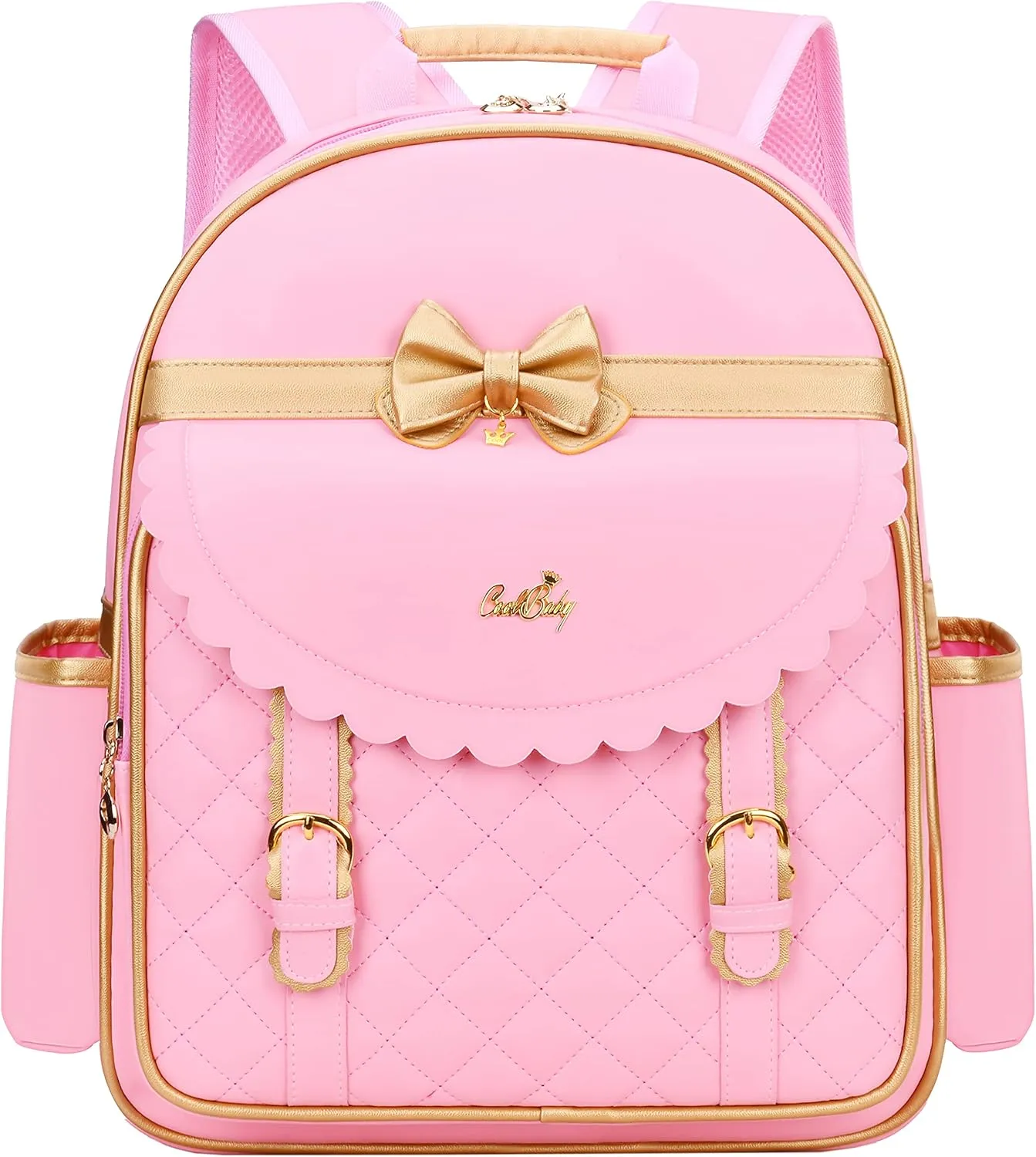 Gazigo Children Princess Waterproof PU Backpack for Girls Elementary School Girl Bookbags