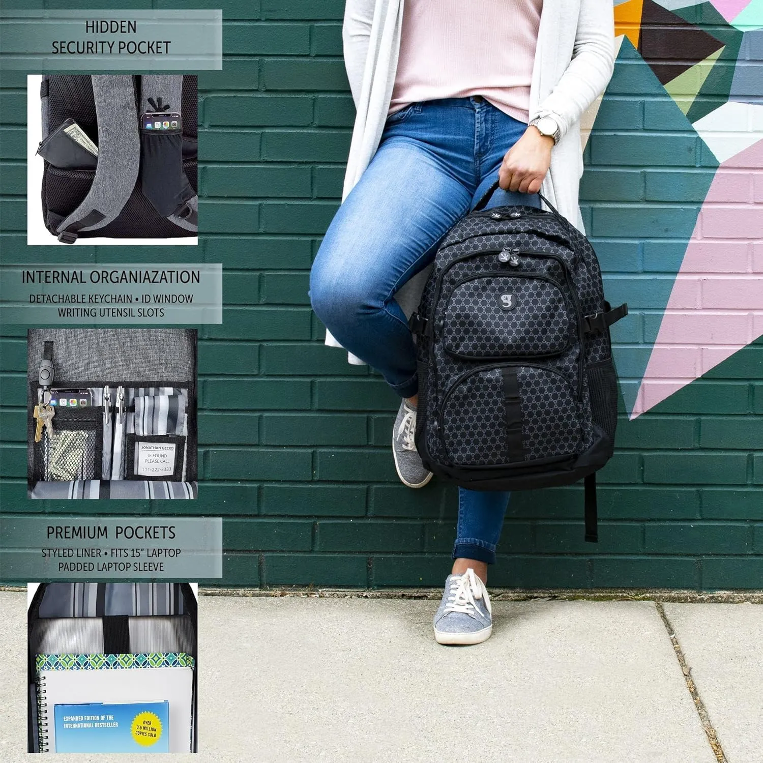 geckobrands Endurance Backpack – Lightweight, Durable, and Comfortable with Multiple Compartments for Organization