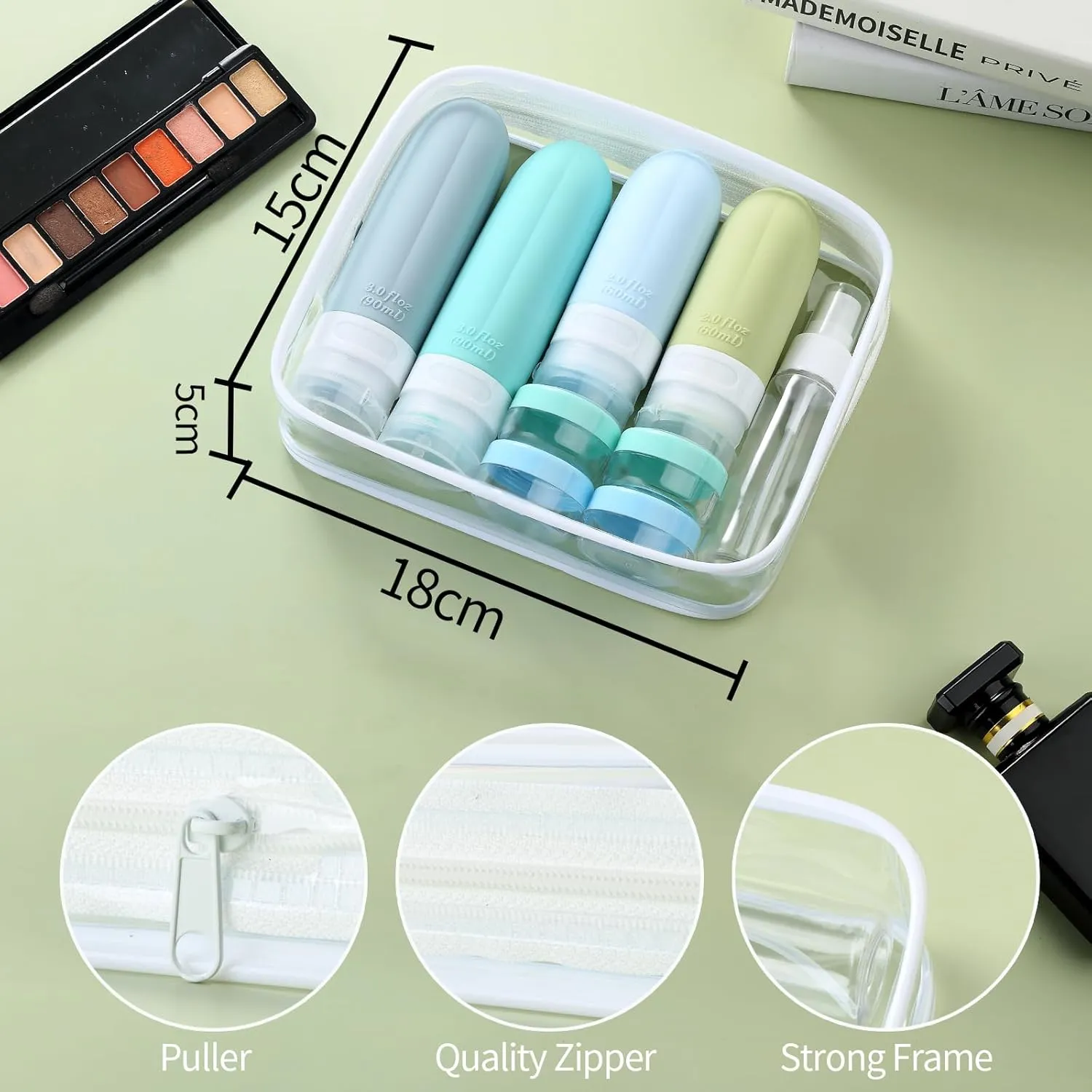 Gemice 16 Pack Travel Size Bottles, TSA Approved Leakproof Travel Containers for Toiletries, Silicone Refillable Travel Essentials Accessories with Travel Bag for Shampoo Conditioner