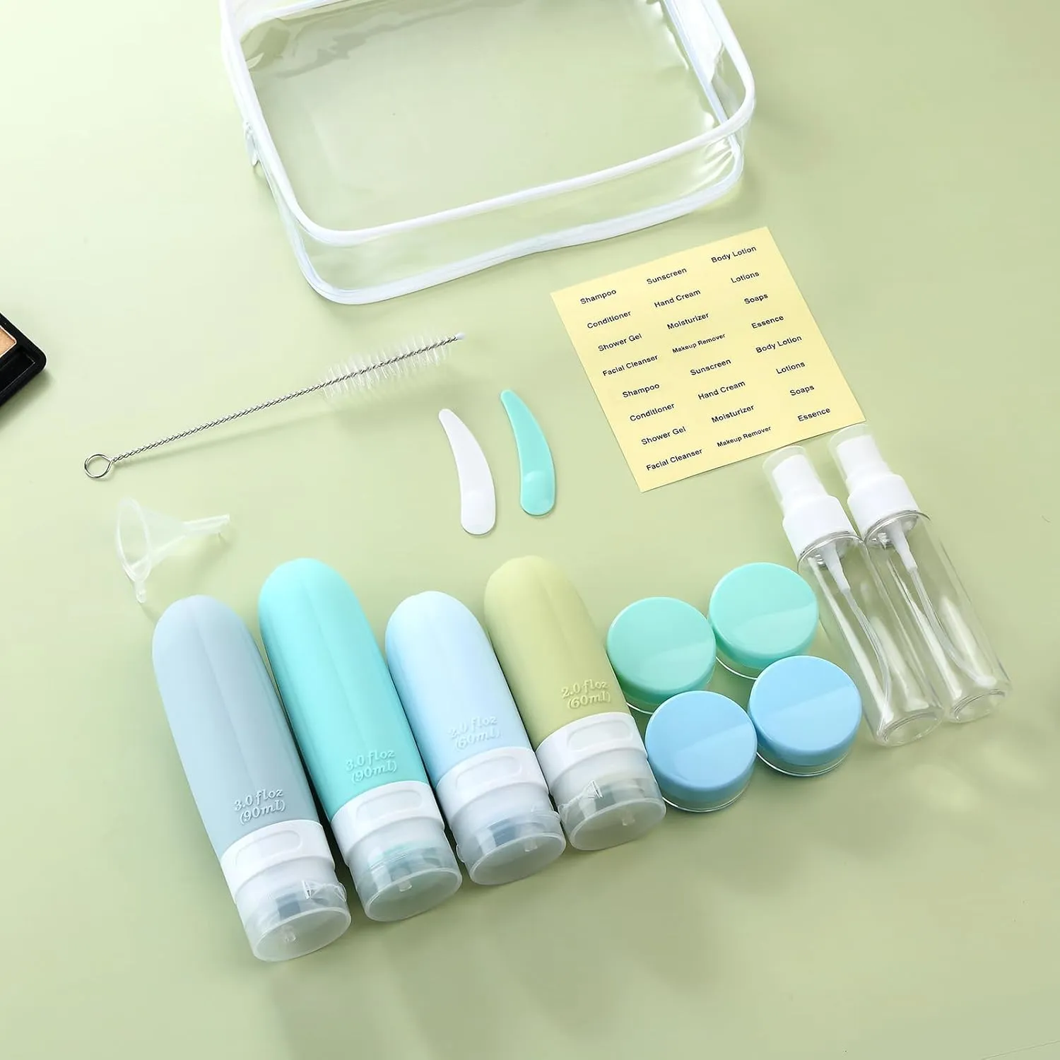 Gemice 16 Pack Travel Size Bottles, TSA Approved Leakproof Travel Containers for Toiletries, Silicone Refillable Travel Essentials Accessories with Travel Bag for Shampoo Conditioner