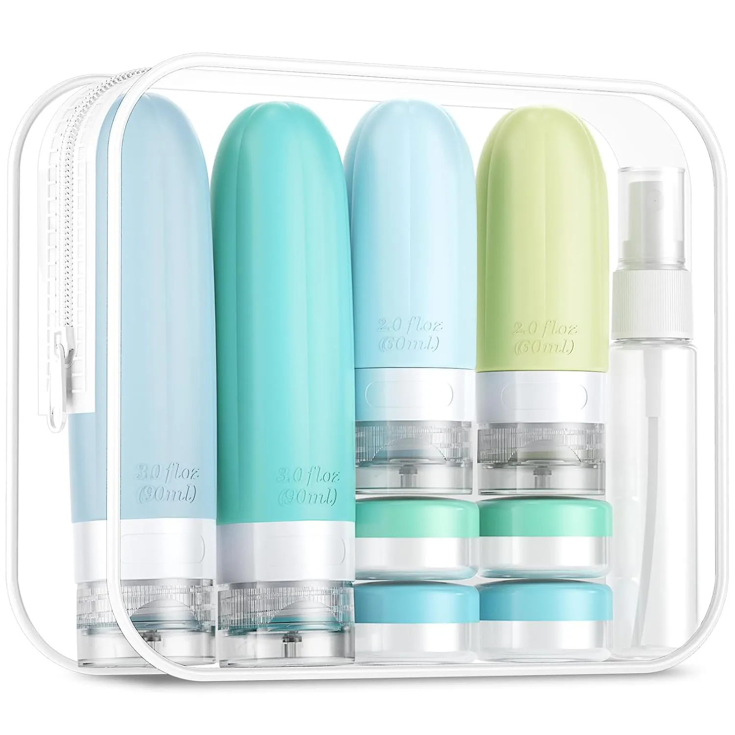 Gemice 16 Pack Travel Size Bottles, TSA Approved Leakproof Travel Containers for Toiletries, Silicone Refillable Travel Essentials Accessories with Travel Bag for Shampoo Conditioner
