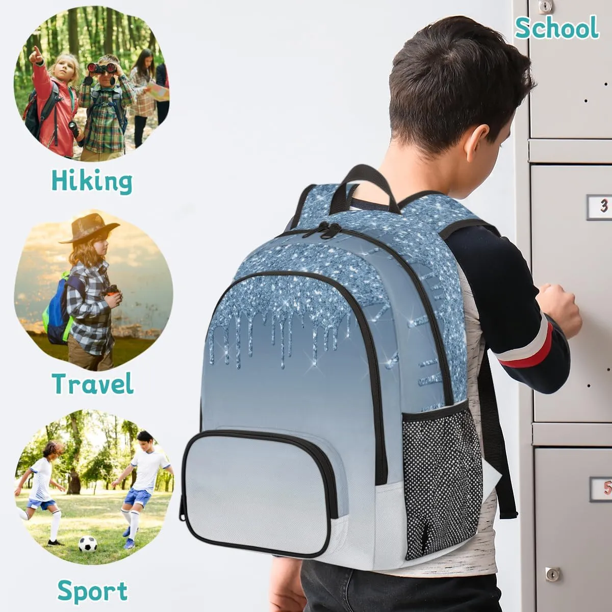 Glitter (No Glitter No Sequin) Carry on Travel Backpack for Women Men Water resistant Lightweight Rucksack Backpack for Weekender Casual Work Hiking Pink