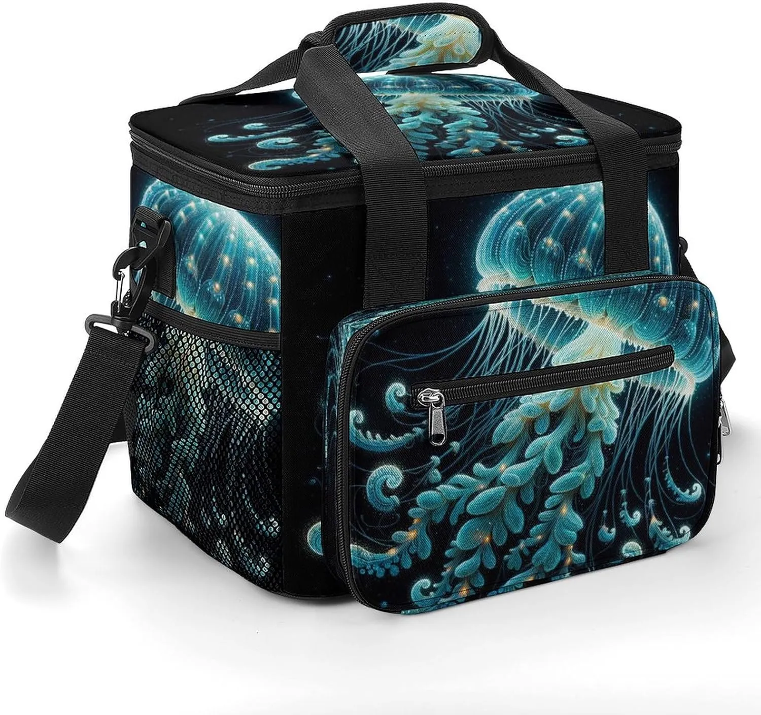 Glowing Mandala Jellyfish 22.5L Insulated Camping Coolers Bag Large Leakproof Ice Chest for Beach Travel Picnic