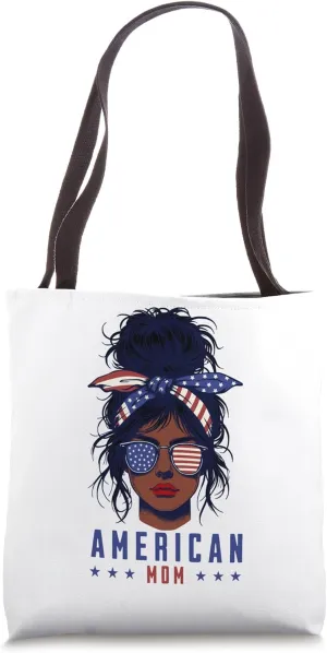 Glowing proud patriotic black American mom Tote Bag