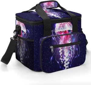 Glowing Vivid Jellyfish 22.5L Insulated Camping Coolers Bag Underwater Large Leakproof Ice Chest for Beach Travel Picnic