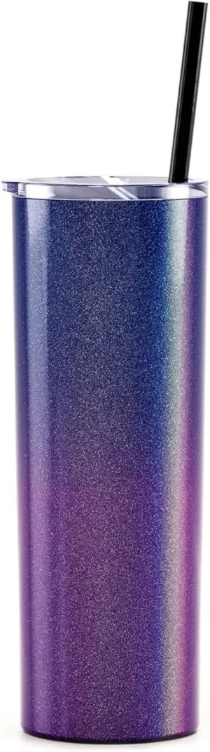 Go Greek Chic - Personalized Delta Zeta Sorority Skinny Tumbler - (Nightshade), Custom Greek Life Drinkware, Laser Engraved Name and Insulated Tumbler with Lid & Straw, Keep Drinks Hot or Cold
