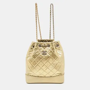 Gold Quilted Aged Leather Small Gabrielle Backpack