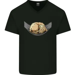 Goldendoodle on a Hammock Dog Mens V-Neck Cotton T-Shirt