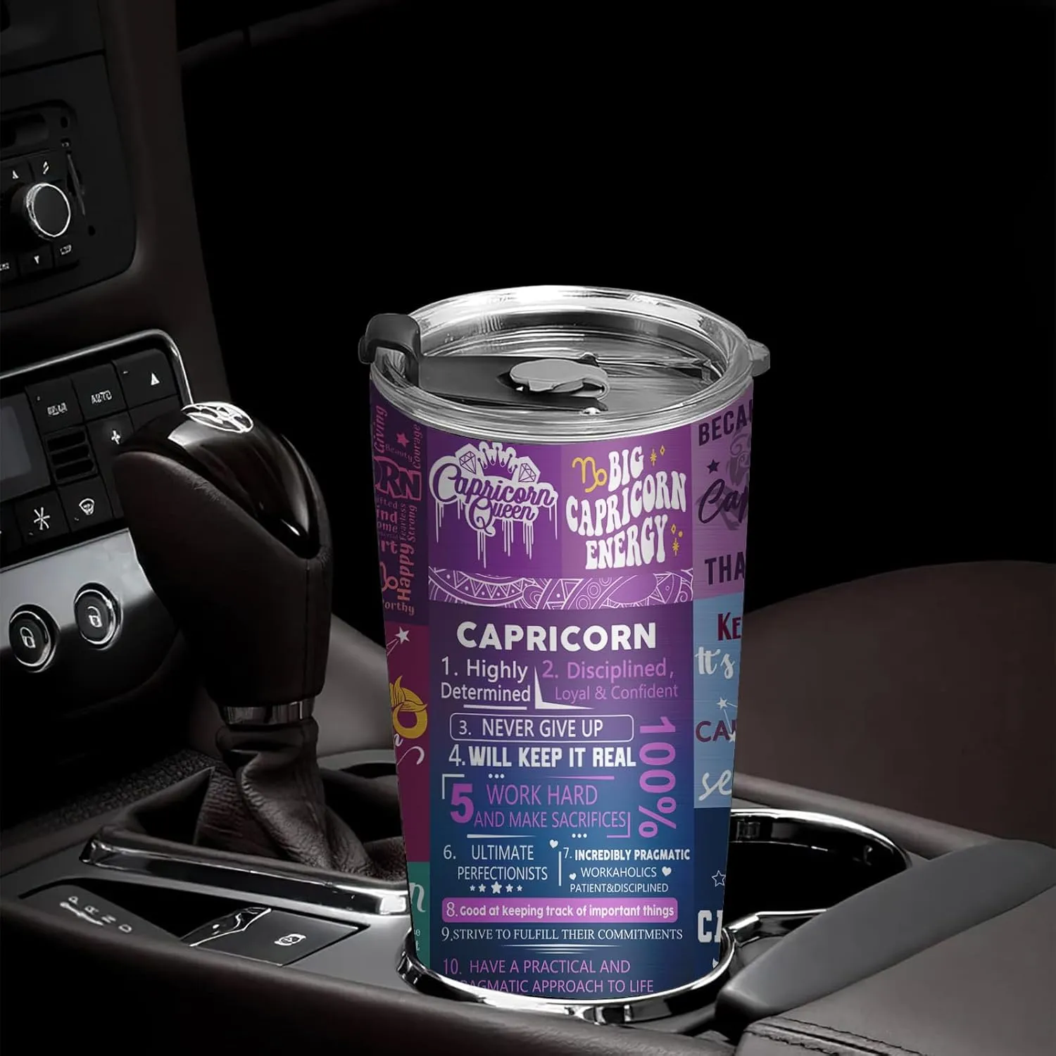 GOOMI Capricorn Gifts for Women,Capricorn Birthday Gifts, Zodiac Capricorn Tumbler, Astrology Gothic Witchy Gifts, Constellation Insulated Tumbler With Lid Straw Purple Coffee Mug 20 OZ