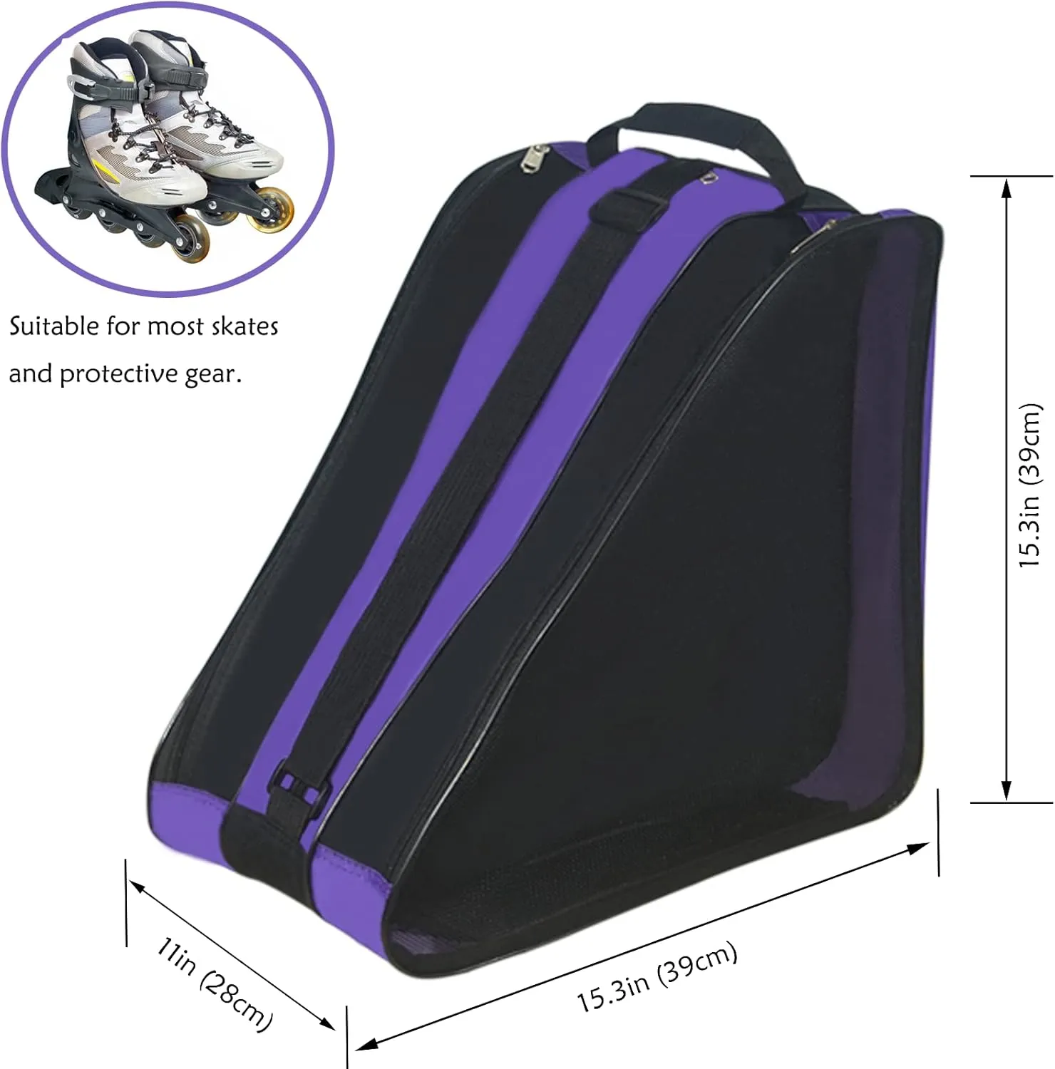 Gooyule Roller Skate Bag - Adjustable Shoulder Strap Ice Skate Bag for Girls, Boys & Adults - Large Capacity Fits Quad, Inline & Most Roller Skating Accessories