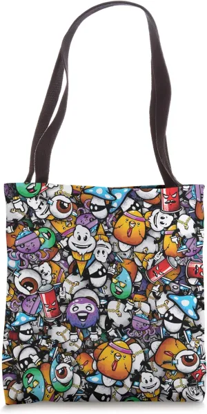 Graffiti Street Art Freaks Pattern, Funny Urban Street Style Tote Bag