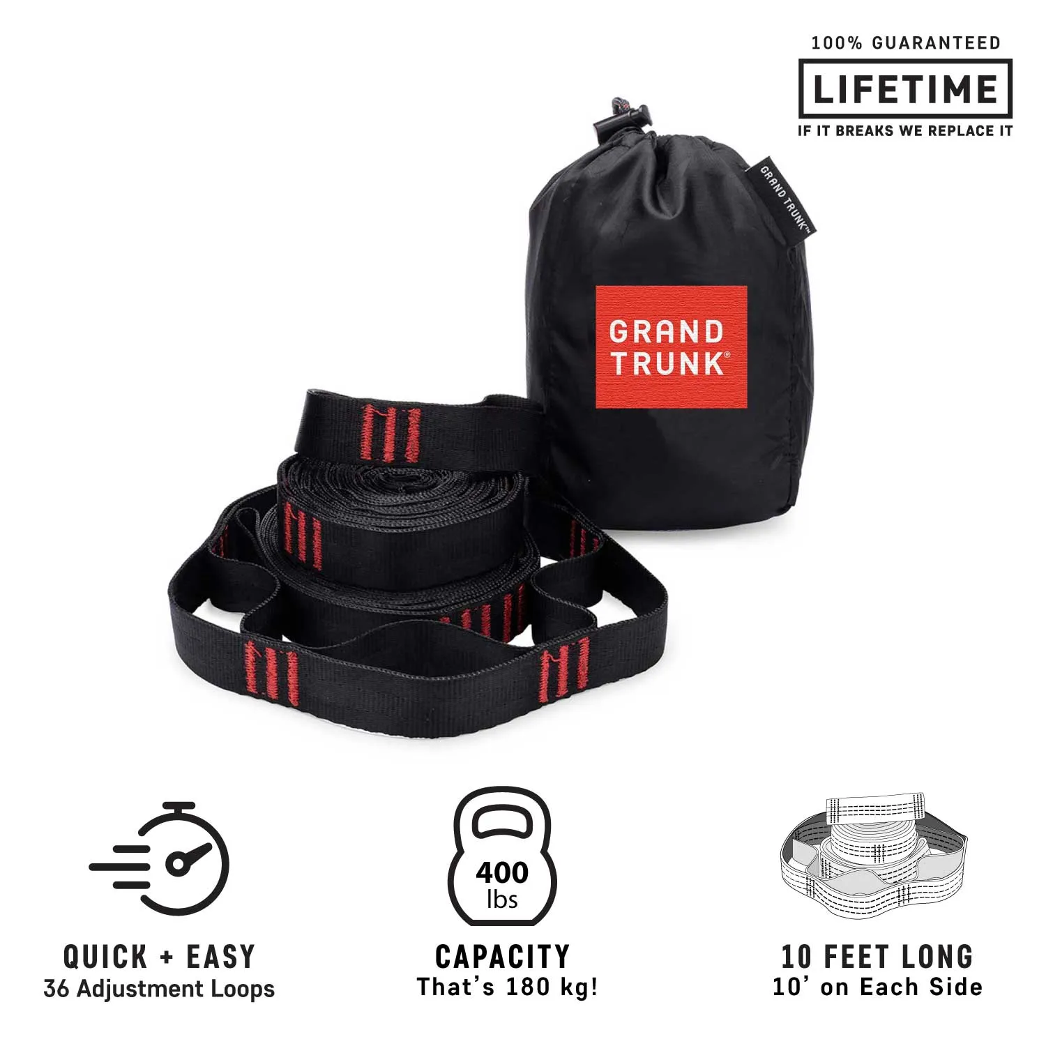 Grand Trunk Hammock Straps Black New