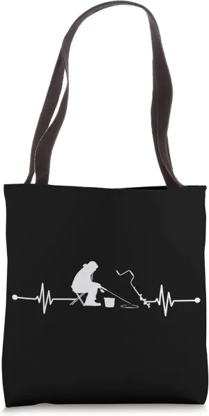 Great Ice Fishing Heartbeat Apparel Ice Auger Fisherman Tote Bag