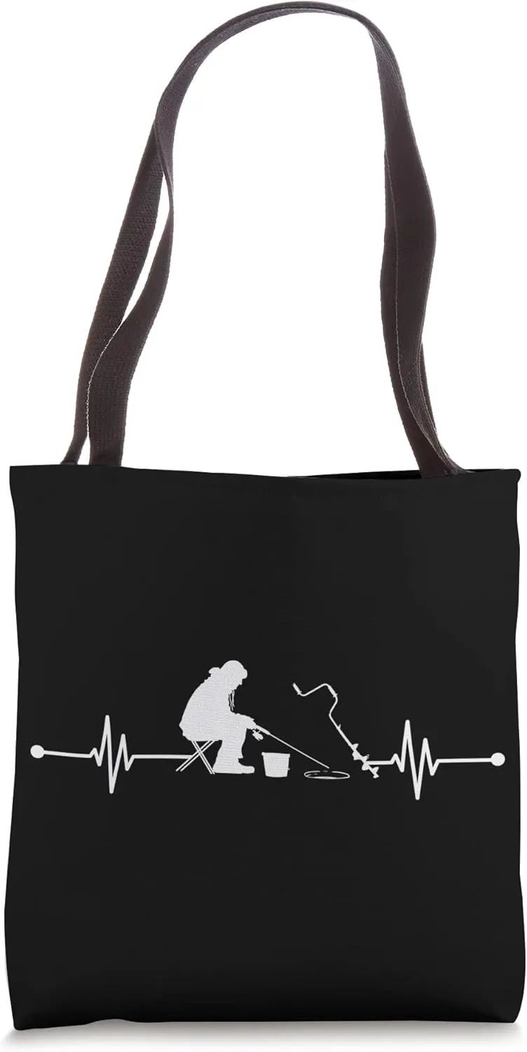 Great Ice Fishing Heartbeat Apparel Ice Auger Fisherman Tote Bag